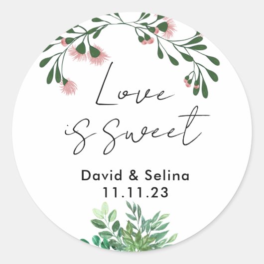 愛は花と葉花の結婚種 ラウンドシール (正面)