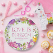 「愛は花開く」ウォーターカラーフラワーブライダルシャワープレート ペーパープレート (パーティー)
