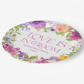 「愛は花開く」ウォーターカラーフラワーブライダルシャワープレート ペーパープレート (アングル)