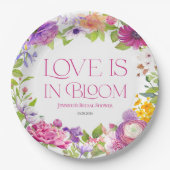「愛は花開く」ウォーターカラーフラワーブライダルシャワープレート ペーパープレート (正面)