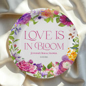 「愛は花開く」ウォーターカラーフラワーブライダルシャワープレート ペーパープレート