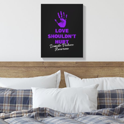 愛は衣服紫の家庭内暴力を傷つけるべきではない キャンバスプリント (インサイチュ (寝室))