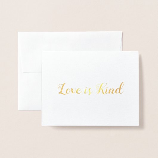 愛は親切なホイルのメッセージカードです 箔カード (封筒付き正面)