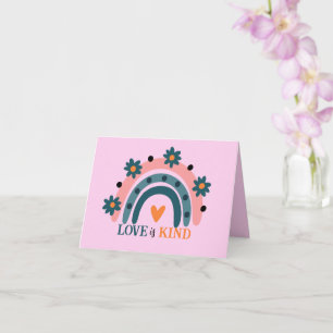 愛は親切な色ピンクBOHOレインボーバレンタイン カード