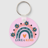 愛は親切な色ピンクBOHOレインボーバレンタイン キーホルダー (裏面)