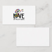 愛は言葉を必要としない自閉症に関する認識ハートパズル 名刺 (正面/裏面)