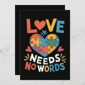 愛は言葉を必要としない自閉症意識 招待状 (正面/裏面)