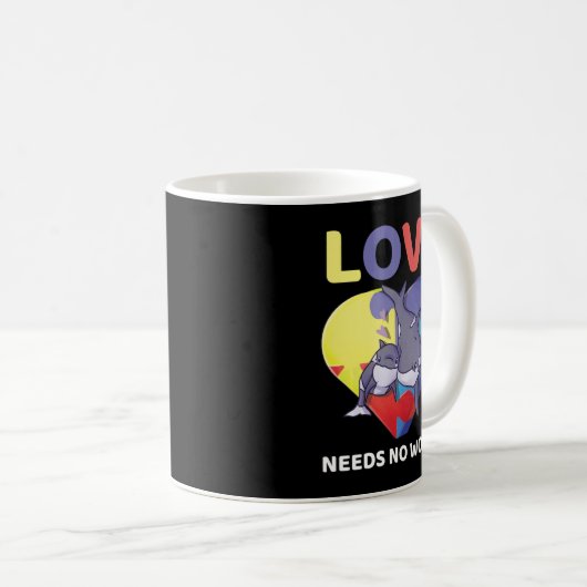 愛は言葉を必要としない自閉症意識Orca Killer W コーヒーマグカップ (正面右)