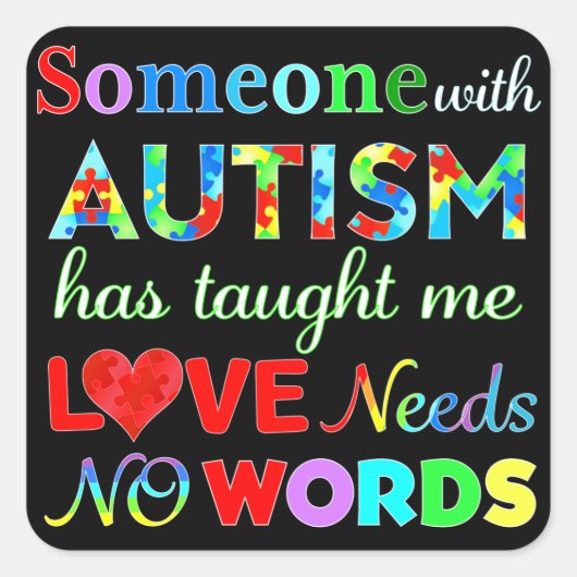 愛は言葉を必要としない自閉症 スクエアシール (正面)