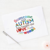 愛は言葉を必要としない自閉症 楕円形シール (封筒)