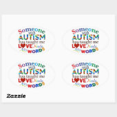 愛は言葉を必要としない自閉症 楕円形シール (シート)