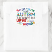 愛は言葉を必要としない自閉症 楕円形シール (バッグ)