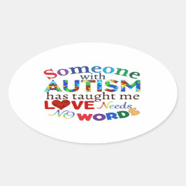 愛は言葉を必要としない自閉症 楕円形シール
