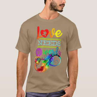 愛は言葉を必要としない自閉症ASD認識度羽I Tシャツ