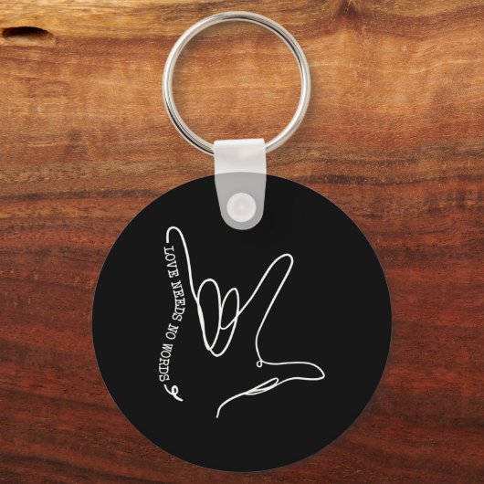 愛は言葉を必要としないASL自閉症意識SPEDティーシュ キーホルダー (裏面)