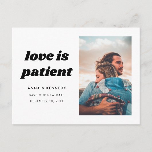 愛は計画の日付の忍耐強結婚い変更 案内ポストカード (正面)