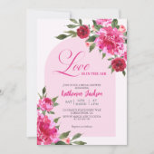 愛は赤とピンクのブライダルシャワー 招待状 (正面)