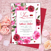 愛は赤とピンクのブライダルシャワー 招待状