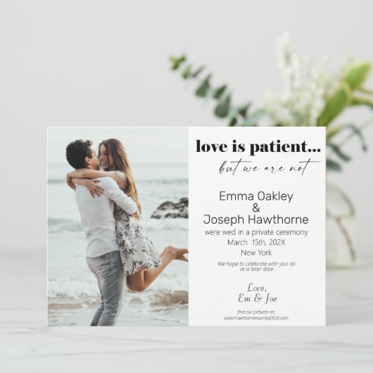 「愛は辛抱強いが、我々は辛抱強くな結婚い」の写真An 案内状 (スタンド正面)