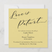 愛は辛抱強いカスタード延期結婚のカード 招待状 (正面)