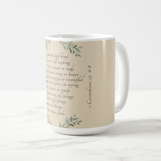 愛は辛抱強いコーヒーマグ コーヒーマグカップ (正面右)