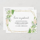 愛は辛抱強い緑の新しい日結婚付 ポストカード (正面/裏面)