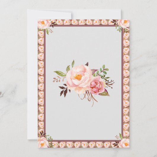 愛は醸し出している |フローラフレームティーブライダルシャワー 招待状 (裏面)