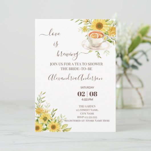 愛は醸し出すブライダルシャワー緑のひまわり 招待状 (スタンド正面)