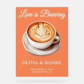 愛は醸造されている | コージー秋の結婚式ウェルカム アクリルサイン (正面)