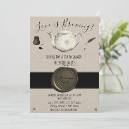 愛は醸造されている | ティーブライダルシャワー 招待状