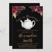 愛は醸造されている | ブルガンディティーブライダルシャワー 招待状 (正面/裏面)