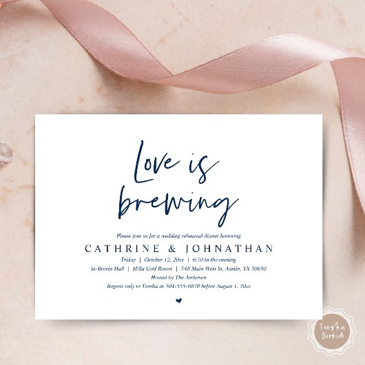 愛は醸造され、リハーサル結婚ディナーインビタティ 招待状