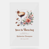 「愛は醸造している」ブライダルシャワー歓迎 アクリルサイン (正面)