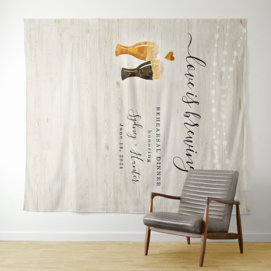 愛は醸造ウェディングシャワー写真の背景 タペストリー (インサイチュ(横))