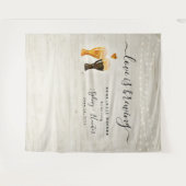 愛は醸造ウェディングシャワー写真の背景 タペストリー (正面(横))