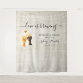 愛は醸造ウェディングシャワー写真の背景 タペストリー (正面)