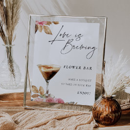 愛は醸造エスプレッソマルティーニ花のバーのサイン ポスター