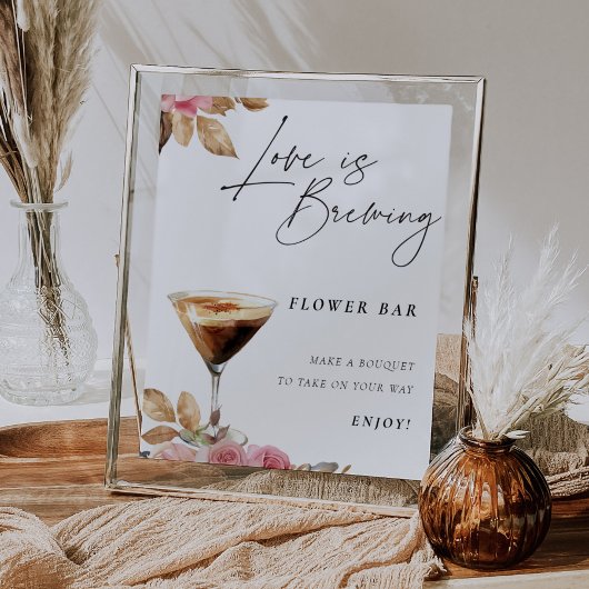 愛は醸造エスプレッソマルティーニ花のバーのサイン ポスター