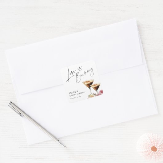 愛は醸造エレガントブライダルシャワー スクエアシール (封筒)
