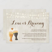 愛は醸造カップルのブライダルシャワーへの招待 招待状 (正面/裏面)
