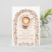 愛は醸造コーヒーカップハートブライダルシャワー 招待状 (スタンド正面)