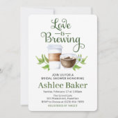 愛は醸造コーヒーカップブライダルシャワー 招待状 (正面)
