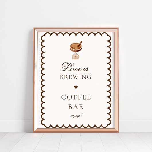 愛は醸造コーヒーバーブライダルシャワーサイン ポスター