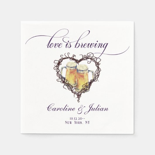 愛は醸造ゴシックビールハートブライダルシャワー スタンダードカクテルナプキン (正面)