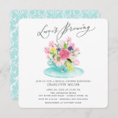 愛は醸造フローラブライダル茶シャワーの招待 招待状 (正面/裏面)