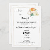 愛は醸造ブライダルシャワーグリーンカラーリリー 招待状 (正面/裏面)