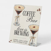 愛は醸造ブライダルシャワーコーヒーバーカートの看板 台座サイン (正面)