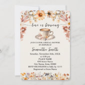 愛は醸造ブライダルシャワーコーヒー野花 招待状 (正面)