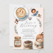 愛は醸造ブライダルシャワーパンプキンスパイスコーヒー 招待状 (正面)