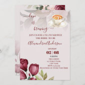 愛は醸造ブライダルシャワー水色バラInv 招待状 (正面/裏面)